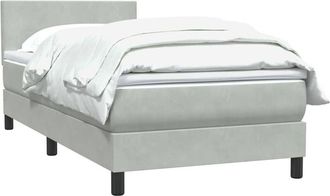 vidaXL Cama Box Spring Con Colch&oacute;n Terciopelo Gris Claro 80x210 Cm Vidaxl