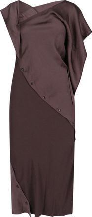 SETCHU Maxi Dress Origami In Brown Satin Fabric