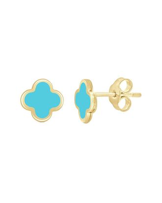 Italian Gold, Inc 14K Italian Gold Turquoise Clover Studs