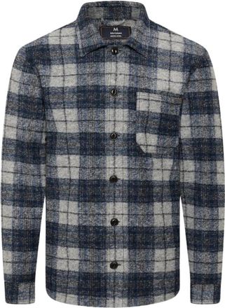 Matinique Geruite overshirt in donkerblauw - Heren - Casual Overhemden - Veelkleurig - L - Wol - Overhemden