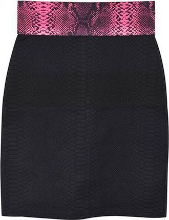 Christopher Kane Black & pink faux-snakeskin mini skirt Size M