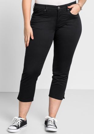 Sheego 7/8-Hose SHEEGO, Damen, Gr. 40, Normalgr&ouml;ssen, schwarz, 97% Baumwolle, 3% Elasthan, unifarben, Hosen 7/8-Hose