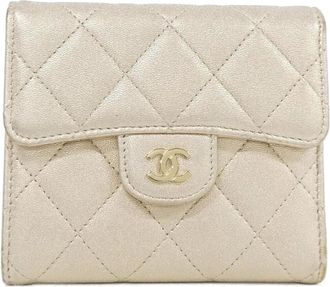Chanel Gold Leather Wallet (Tri-Fold) (Pre-Owned)