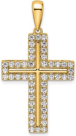 Diamond2Deal 14k Gold Lab Grown Diamond Cross Pendant (1ct, VS, D-E)