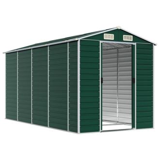 Berkfield Home Garden Shed Green 191x385x198 cm Galvanised Steel | Size: 191 x 385 x 198 cm