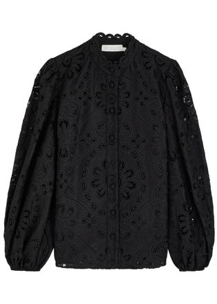 Zimmermann Rhiannon Embroidered Cotton Blouse - Black - 00 (UK 6 / XS)