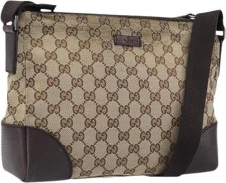Gucci Pre-owned Vintage GG Canvas Shoulder Bag - Dames - Vintage Schoudertas - Beige - ONE Size - Leer - Vintage