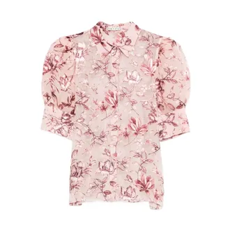 Alice & Olivia Alice + Olivia, Shirts, female, Pink, Size: XS Willa Puff Sleeve Blouse
