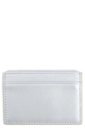 Royce Leather Personalized RFID Leather Card Case in Silver- Silver Foil at Nordstrom