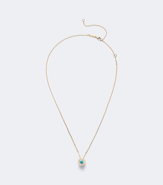 Suzanne Kalan Evil Eye 18kt gold pendant necklace with diamonds and turquoise