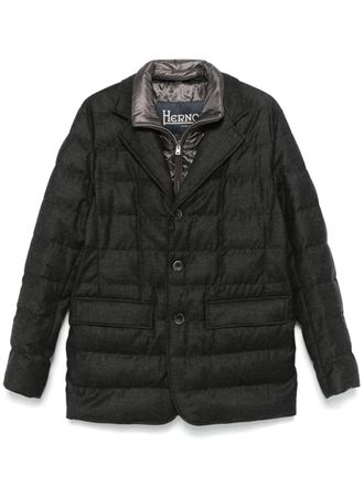 Herno checked puffer jacket - men - Virgin Wool/Cashmere/Polyamide/Polyester/Polyurethane/Goose Down/Goose Feather - 52 - Grey