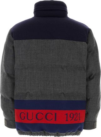 Gucci Mens Wool Blend Down Jacket Gray Nylon Polyester