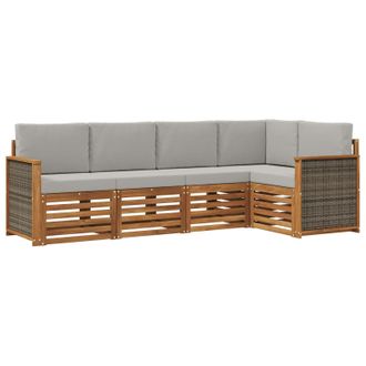 vidaXL Conjunto De Sof&aacute; Seccional Con Coj&iacute;n 4 Pcs Natural Y Gris Claro Vidaxl