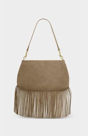 Katie Loxton Cali Fringe Small Shoulder Bag in Taupe Suedette at Nordstrom