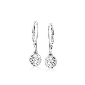 Ross-Simons Bezel-Set Lab-Grown Diamond Drop Earrings in Sterling Silver