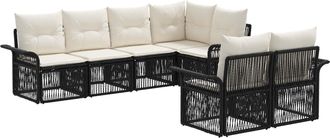 vidaXL Conjunto De Sof&aacute;s De Jard&iacute;n 7 Uds. 7-n&uacute;mero De Plazas Negro Vidaxl