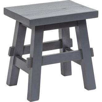 Jonathan Y Designs Revine Rustic Farmhouse Solid Mindi Wood Handcrafted Accent Stool in Dark Gray at Nordstrom