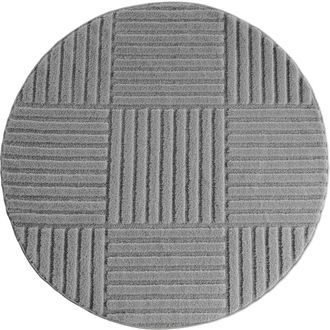 Nazar Rugs Alfombra de relieves geom&eacute;tricos gris redonda - d80 cm