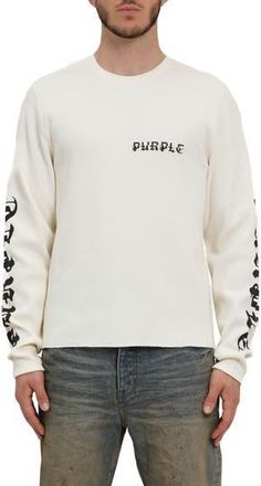 Purple Long Sleeve Thermal Graphic T-Shirt in White at Nordstrom Rack, Size Xx-Large