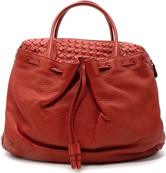 Bottega Veneta Red Leather Intrecciato Bag