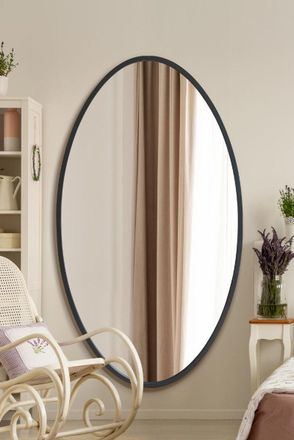 MirrorOutlet Black Metal Framed Oval Wall Mirror 71 X 39 (180 x 100CM) | Size: 1 Pack