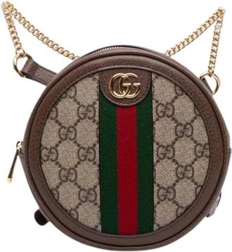 Gucci Pre-owned Ophidia Rugzak - Dames - Vintage Schoudertas - Bruin - ONE Size - Leer - Vintage