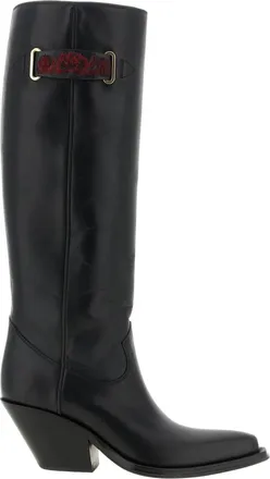 Chlo&eacute; Schoenen, Dames, Zwart, 39 EU, Leer, Azelan Hoge Laarzen