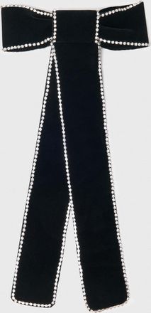 Maje Rhinestone Velvet Bow Barrette - Black - Maje