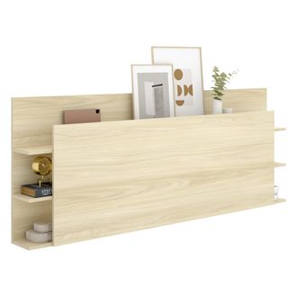 Dmora Cabecero Cama Socorro, Estantes Librer&iacute;a, Plaza Y Media, Color Estructura, 19x181 Cm Marr&oacute;n Roble