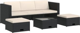 vidaXL Vidaxl - Set De Muebles De Jard&iacute;n 4 Pzas Y Cojines Rat&aacute;n Sint&eacute;tico Negro