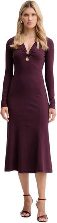 Twinset Jurk met ringdetail en lange mouwen - Dames - Casual kleedjes - Paars - XS - Leer - Kleedjes