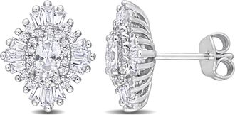 Mimi & Max 2 7/8 CT TGW Created White Sapphire Starburst Earrings in Sterling Silver
