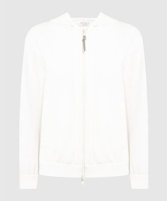 Brunello Cucinelli Tofu Zip-Up Sweatshirt, Size Medium