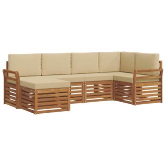 vidaXL Conjunto De Sof&aacute; Seccional Con Coj&iacute;n 6 Pcs Natural Y Beige Vidaxl
