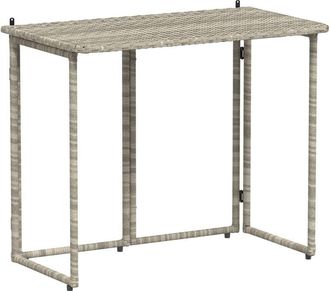 vidaXL Vidaxl - Folding Garden Table Light Grey 90x51x75 cm Poly Rattan