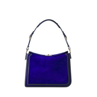 Lanvin Compagnon Medium Asymmetrical Bag In Suede in Blue at Nordstrom