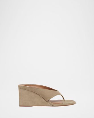 Alaia Suede Wedge Thong Sandals