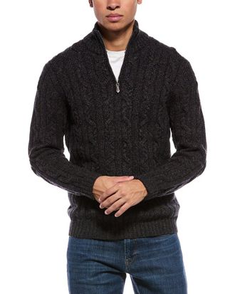 N.Peal N.Peal Textured Cable 1/2-Zip 100% Cashmere Mock Neck Sweater
