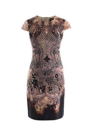 Alexander McQueen MCQ black lace-effect botanical print dress Size XXS