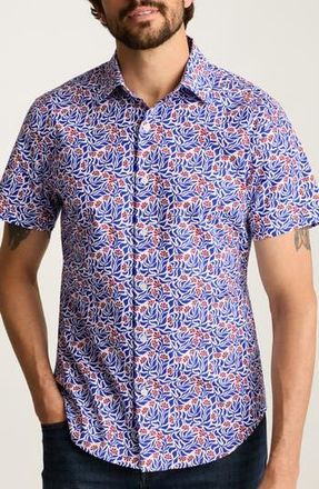 Bonobos Riviera Slim Fit Floral Short Sleeve Stretch Cotton Button-Up Shirtr in Blue Floral Vibes at Nordstrom Rack, Size Xx-Large