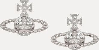 Vivienne Westwood Mayfair Bas Relief Earrings Silver Preciosa Crystals Women