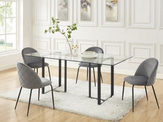 Vente-Unique Lotto di 6 sedie in Velluto e Metallo Nero opaco Grigio - MELBOURNE