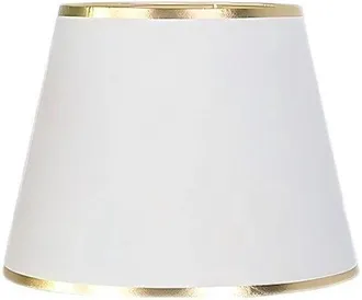 No Brand Pantalla Blanca Con Borde Dorado - Di&aacute;metro Superior 14 Cm, Altura 17 Cm, Di&aacute;metro Inferior 22 Cm - Estilo 1