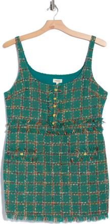L'agence Valli Sleeveless Tweed Minidress in Green Windowpane Tweed at Nordstrom Rack, Size 18 (Similar To 18W-20W)