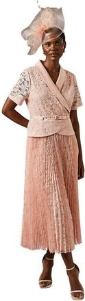 Coast Lace 2-In-1 Jacket Pleated Midi Dress in Blush at Nordstrom, Size 12