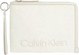 Calvin Klein Witte Logo Relief Portemonnee - Dames - Portefeuilles - Wit - ONE Size - Accessoires