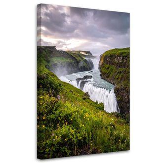 Feeby Cuadro Sobre Lienzo, Paisaje Cascada Monta&ntilde;a Naturaleza, 80x120
