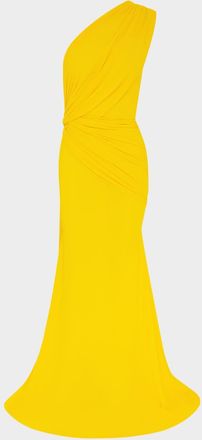 Alex Perry One-Shoulder Draped Crepe Jersey Gown