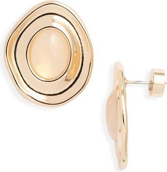 Nordstrom Oval Frame Stud Earrings in Ivory- Gold at Nordstrom