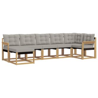 vidaXL Conjunto De Sof&aacute;s De Exterior 7 Pcs Blanco Y Gris Claro Vidaxl